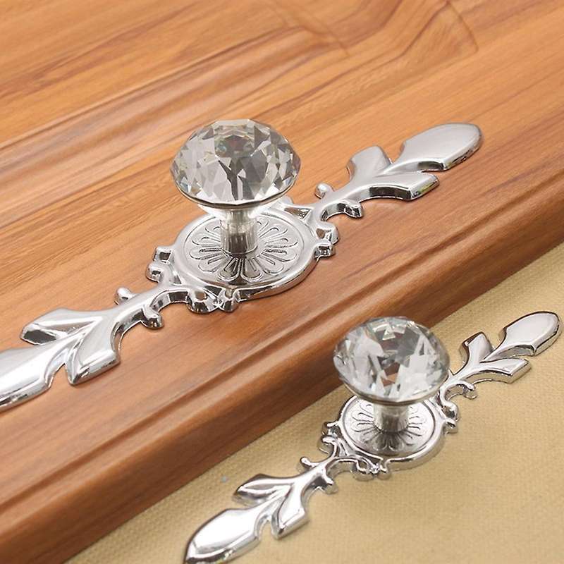 2 Pcs Crystal Handles with Screws Drawer Dresser Knobs for Kitchen