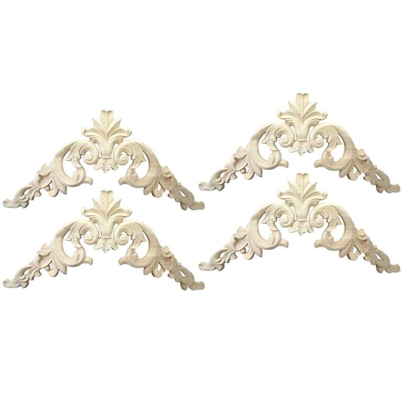 4x 15 X 15cm Rubber Wood Carved Corner Onlay Applique Exquisite