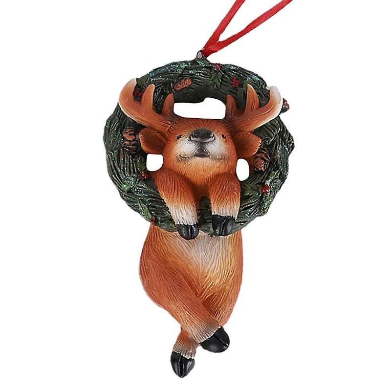 1pcs Christmas Small Animal Wreath Swing Ornament with String A
