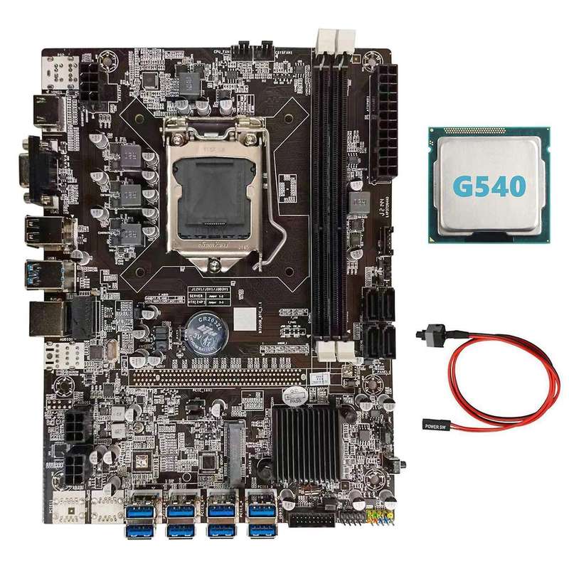 B75 Btc Mining Motherboard+g540 Cpu+switch Cable Lga1155 8xpcie Usb