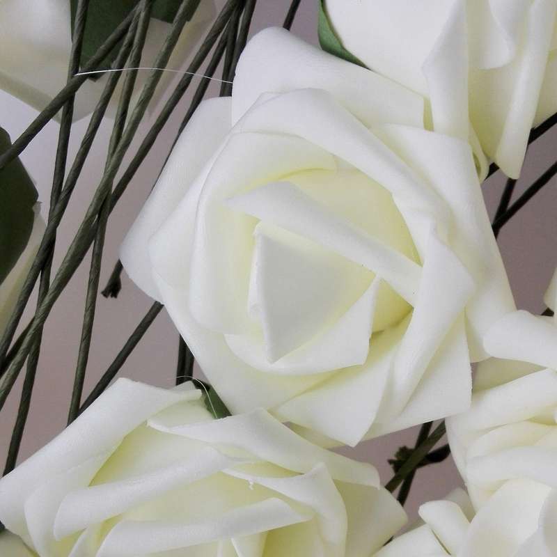 Bouquet 10pcs Fleur Artificiel Rose En Mousse Blanc Du Lait