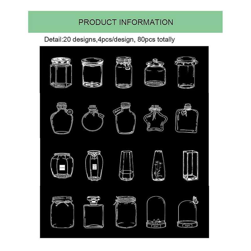 80pcs Glassware Bottle Shape Frame Stickers for Scrapbooking