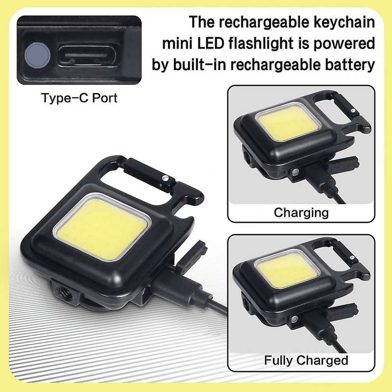 Led Small Flashlight,1000lumens Bright Cob Keychain Flashlights