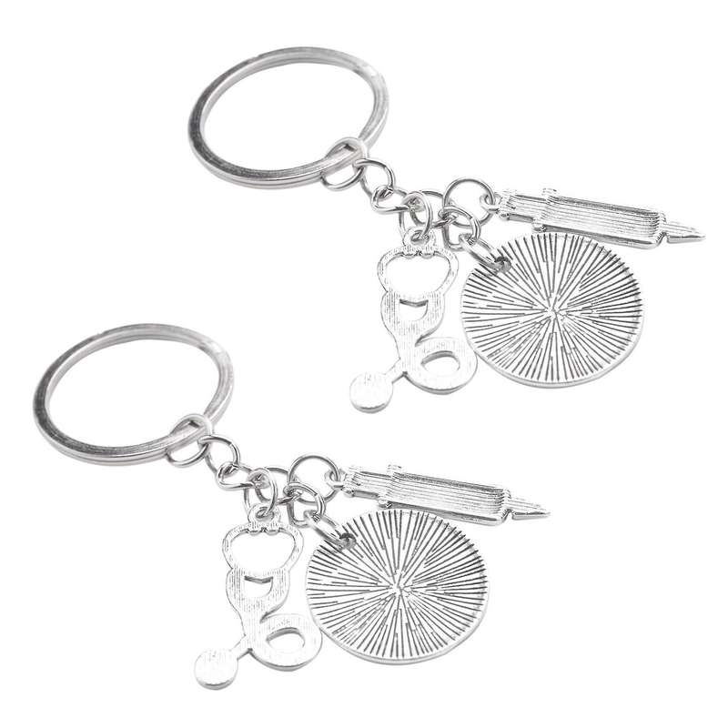 Syringe Stethoscope Keychain Chain Keyring Doctor Nurse Physicians