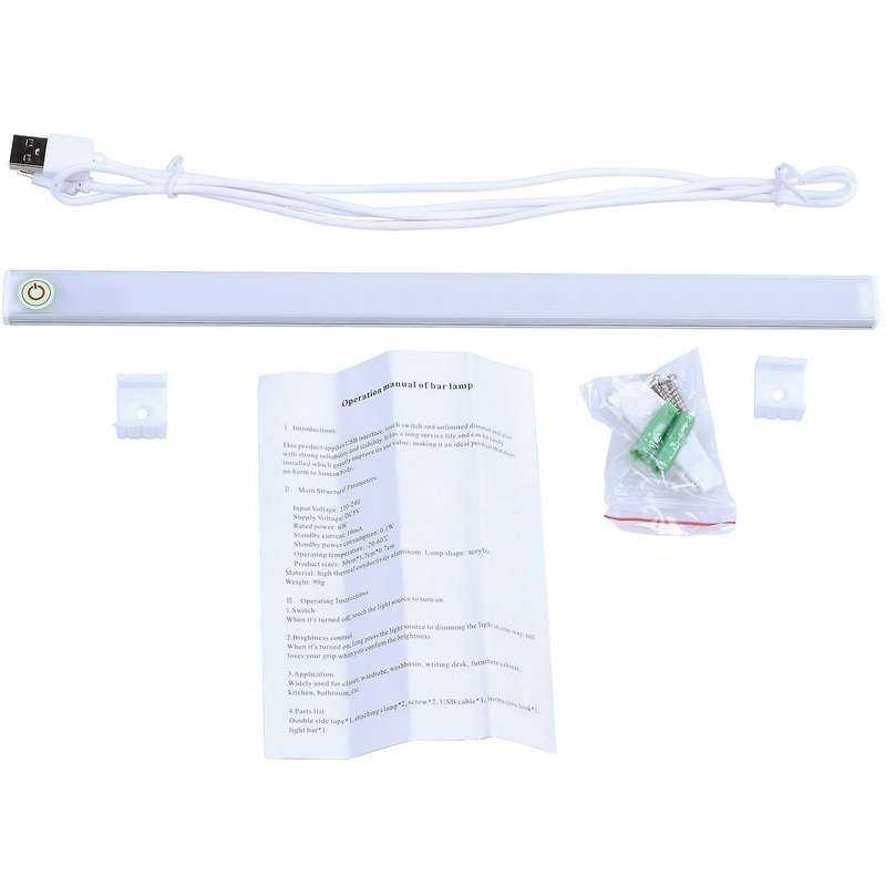 Usb Led Rigid Bar Light Tube Lamp+touch Switch Dimmer White