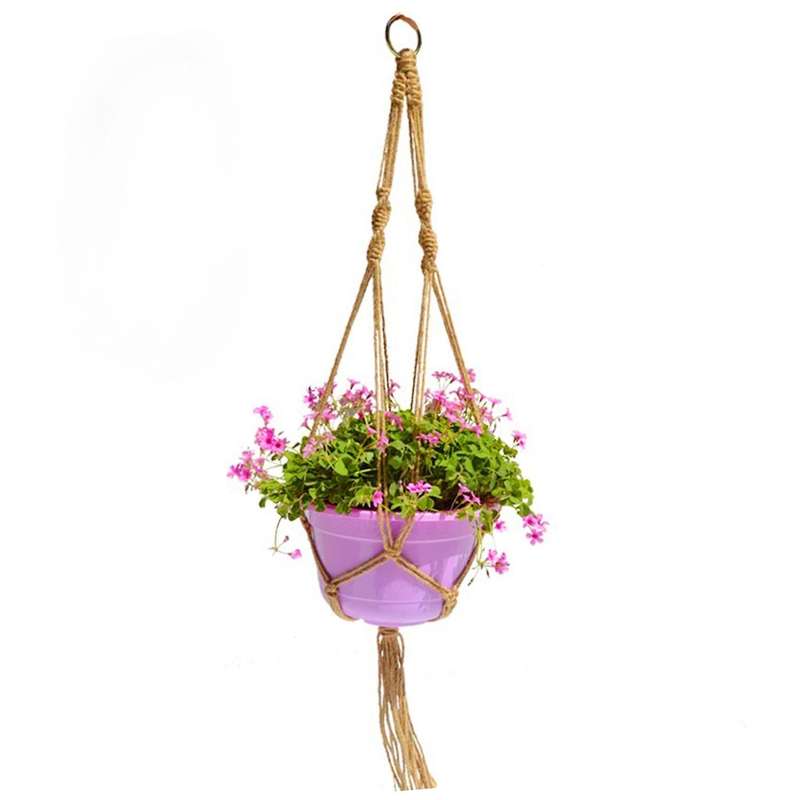 2 Pcs Macrame Plant Hanger Planter Basket Jute Rope 4 Legs 41 Inch