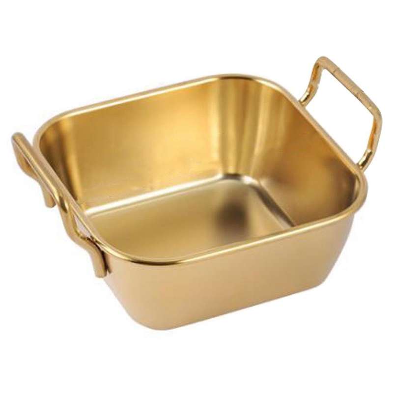 Stainless Steel Food Storage Tray Double Ears Fried Chicken Square, B