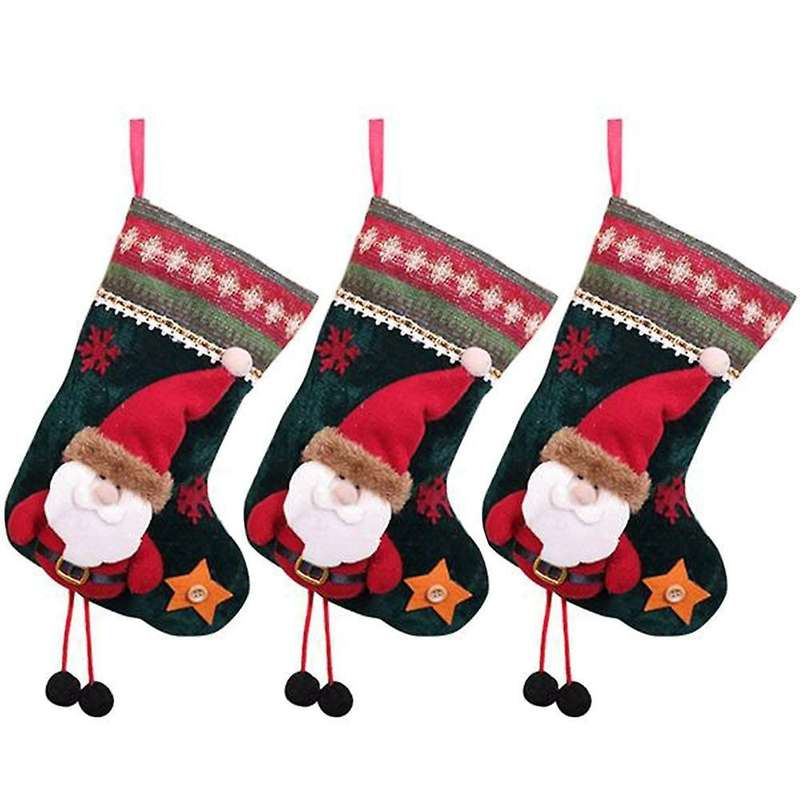 3 Pack Christmas Stockings for Xmas Holiday Party Decoration, A