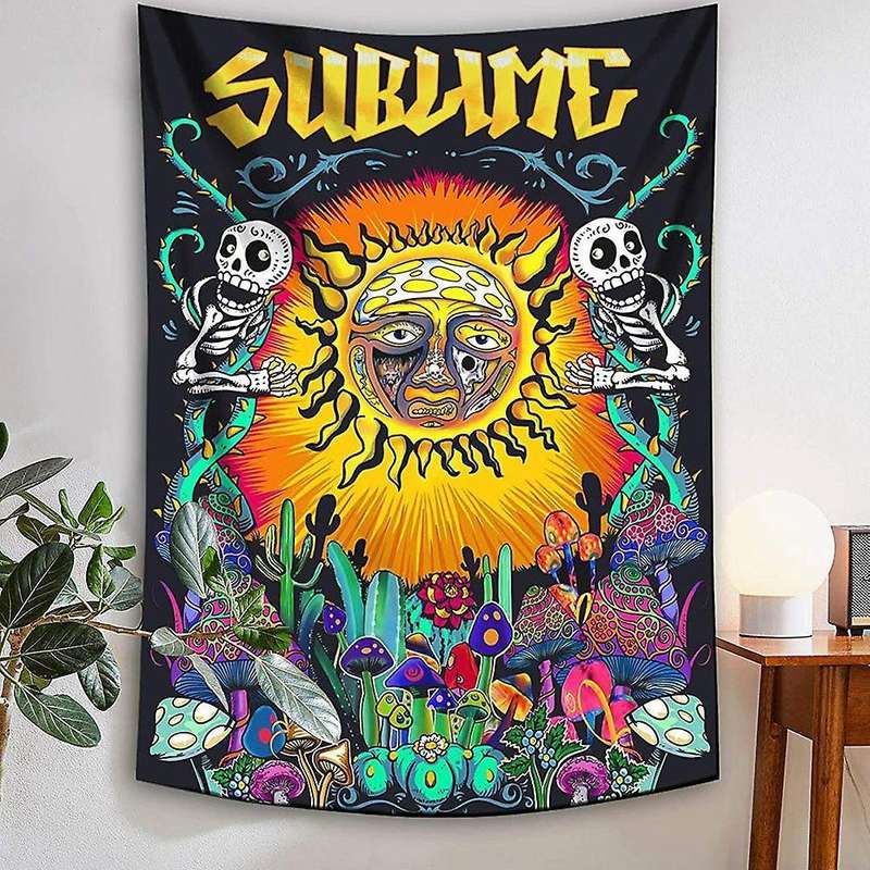 Sun Tapestry,psychedelic Tapestries with Cactus for Bedroom 36x48inch