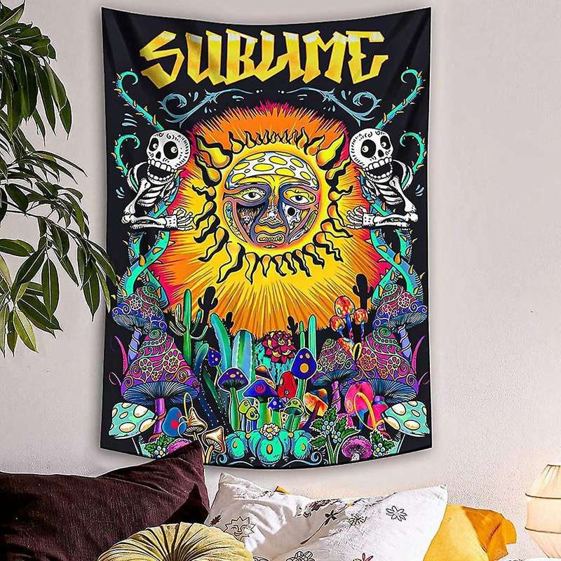 Sun Tapestry,psychedelic Tapestries with Cactus for Bedroom 36x48inch