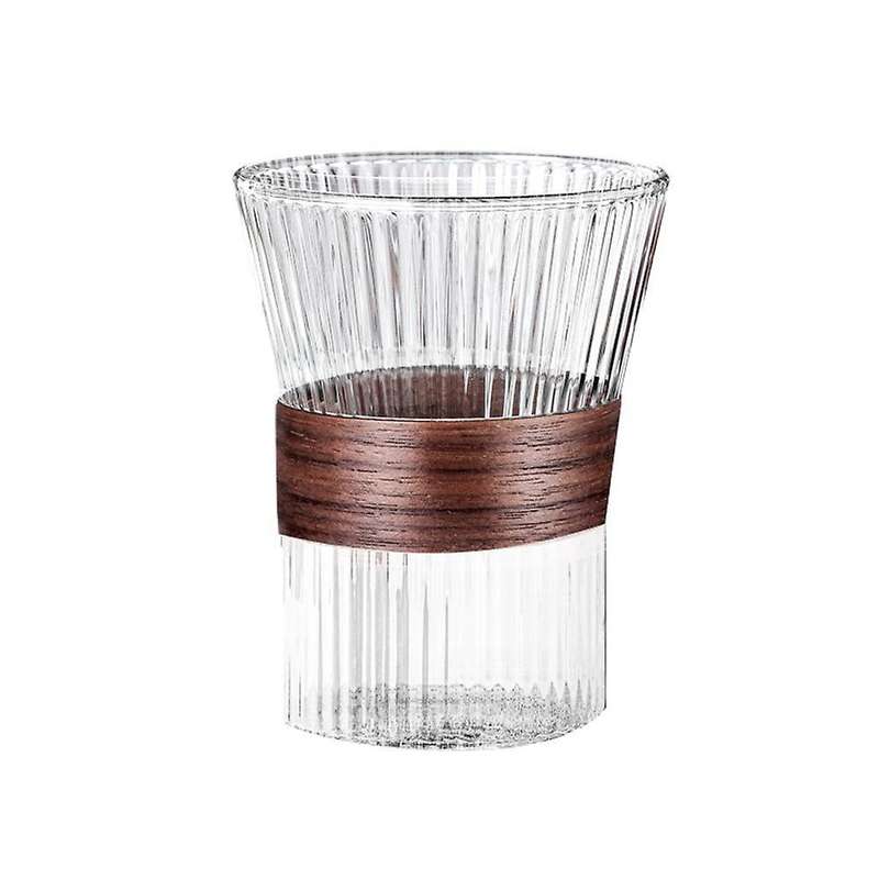 Japanese Style Glass Coffee Mug Walnut Cup Holder Glass Cup