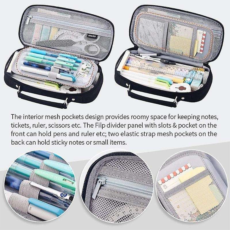 Angoo Pencil Case Big Capacity College School for Girls Boys Teens