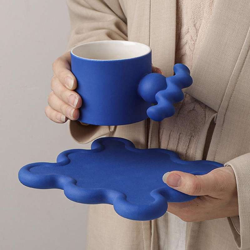 210ml Ceramic Memphis Medieval Coffee Cup Couple Mug Creative, Yellow