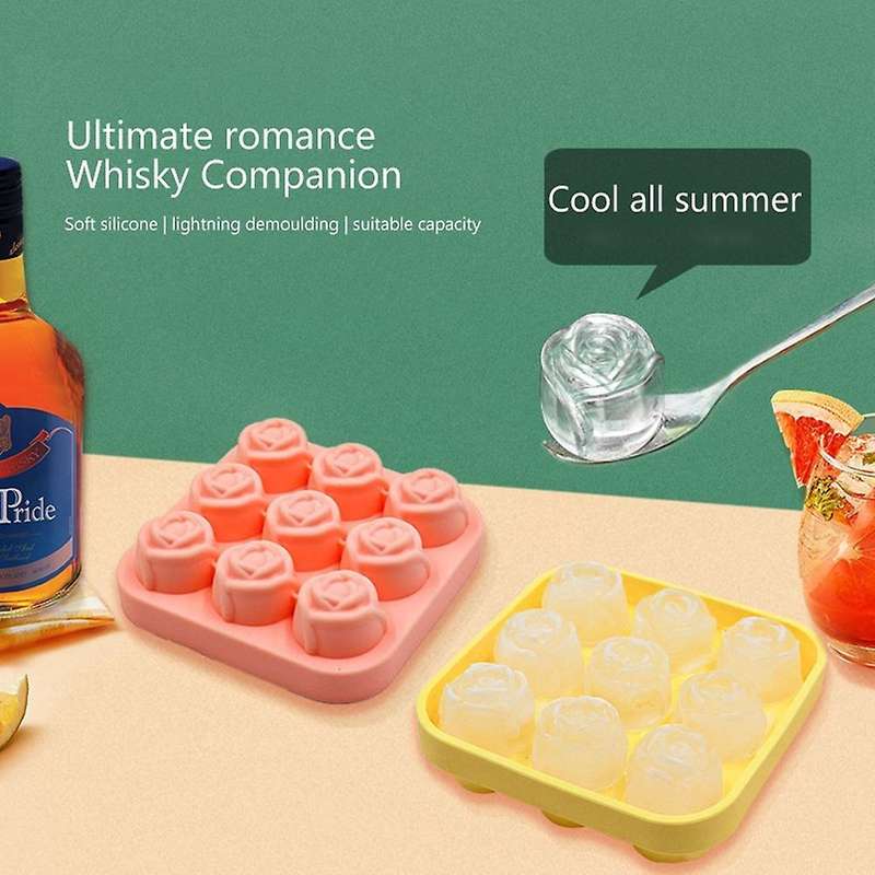 Silicone Molds Ice Tray 9 Grid Rose Ice Molds Diy Ice Cream Moulds -2