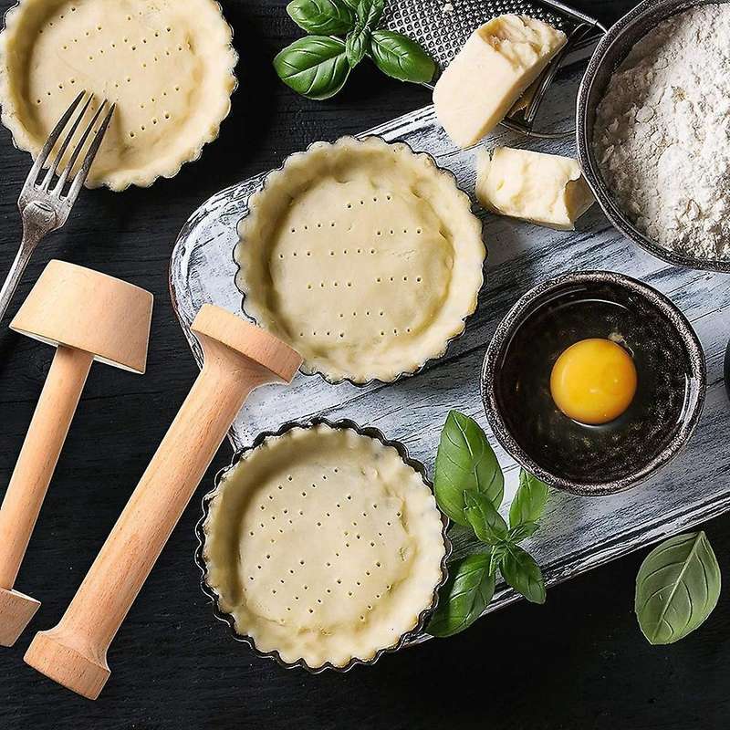 2 Pieces Wooden Tart Tamper Set Tart Pan Wooden Molds Pastry Tools