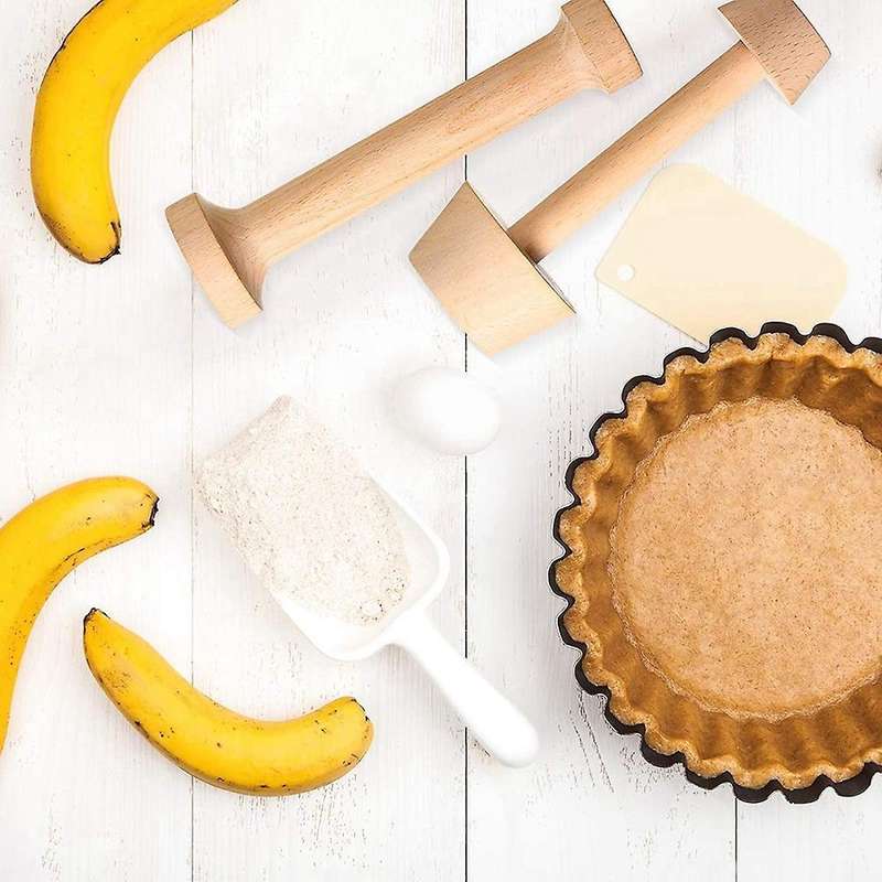2 Pieces Wooden Tart Tamper Set Tart Pan Wooden Molds Pastry Tools