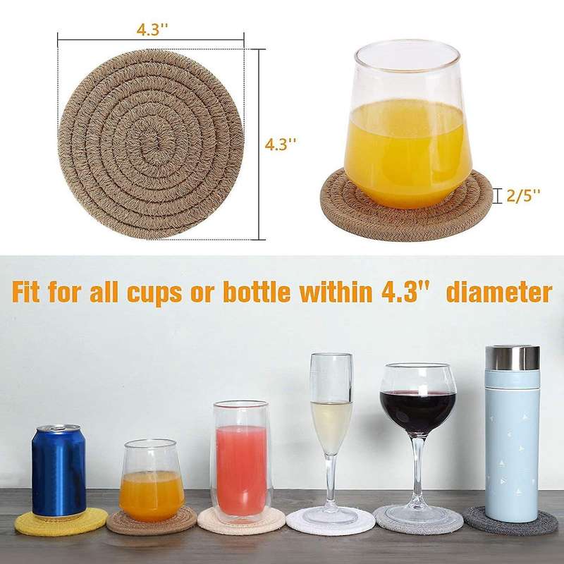 6pcs Drink Coasters,stylish Handmade Braided Coasters 4.3inch,cotton