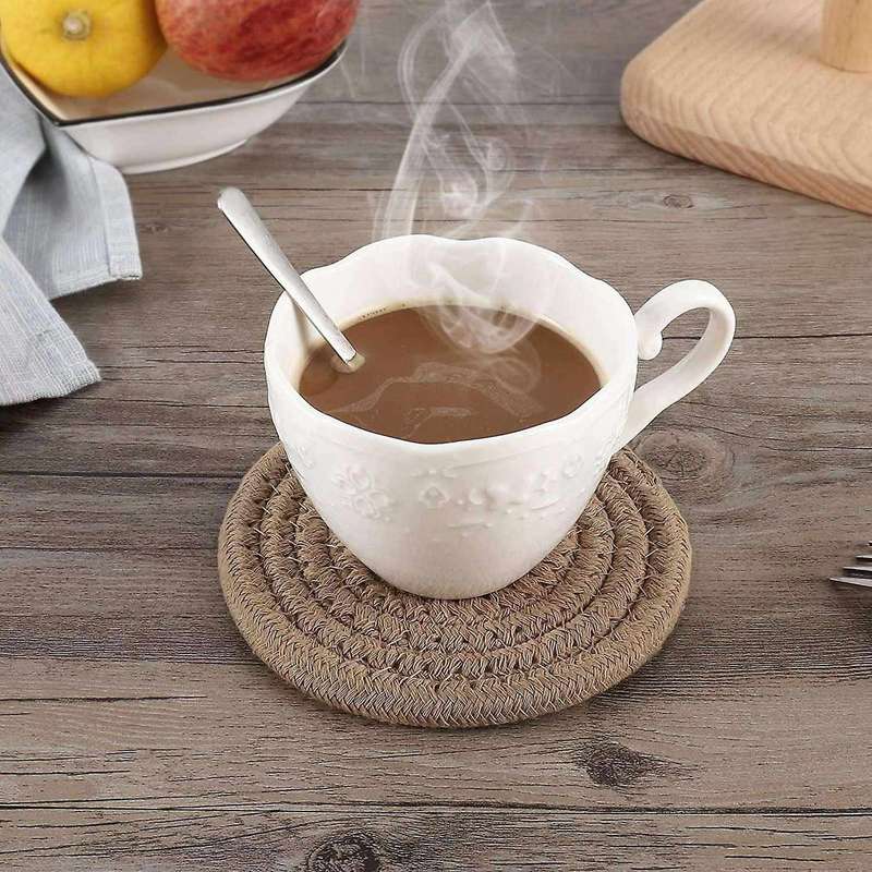 6pcs Drink Coasters,stylish Handmade Braided Coasters 4.3inch,cotton