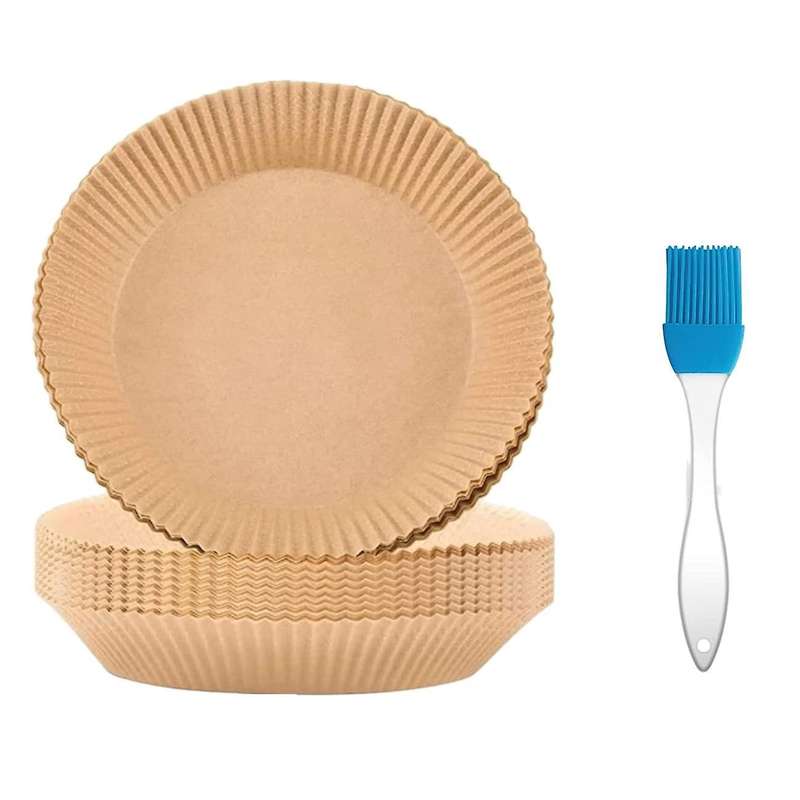 70pcs Air Fryer Disposable Paper Liner with Brush for Baking Roasting