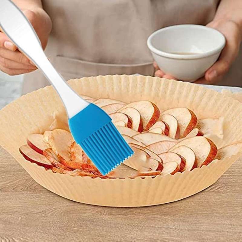 70pcs Air Fryer Disposable Paper Liner with Brush for Baking Roasting