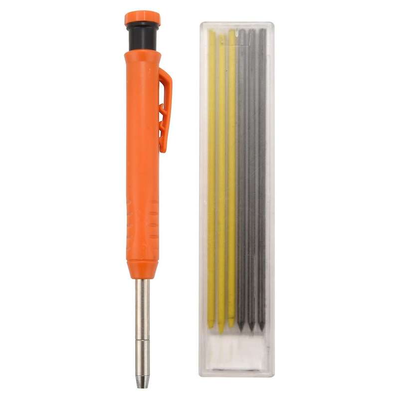 Carpenter Pencil Set with 7 Refill Leads, Built-in Sharpener,pencil A