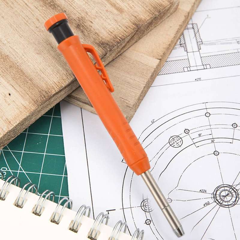 Carpenter Pencil Set with 7 Refill Leads, Built-in Sharpener,pencil A