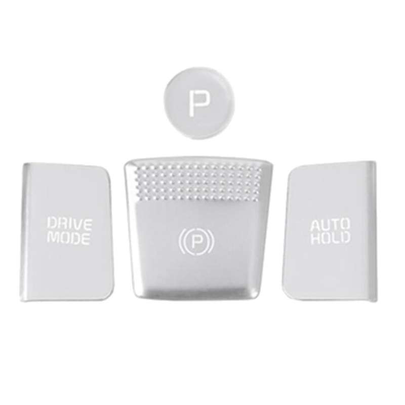 4pcs Car Central Control Gear Button Sticker Cover Trim Panel Silver