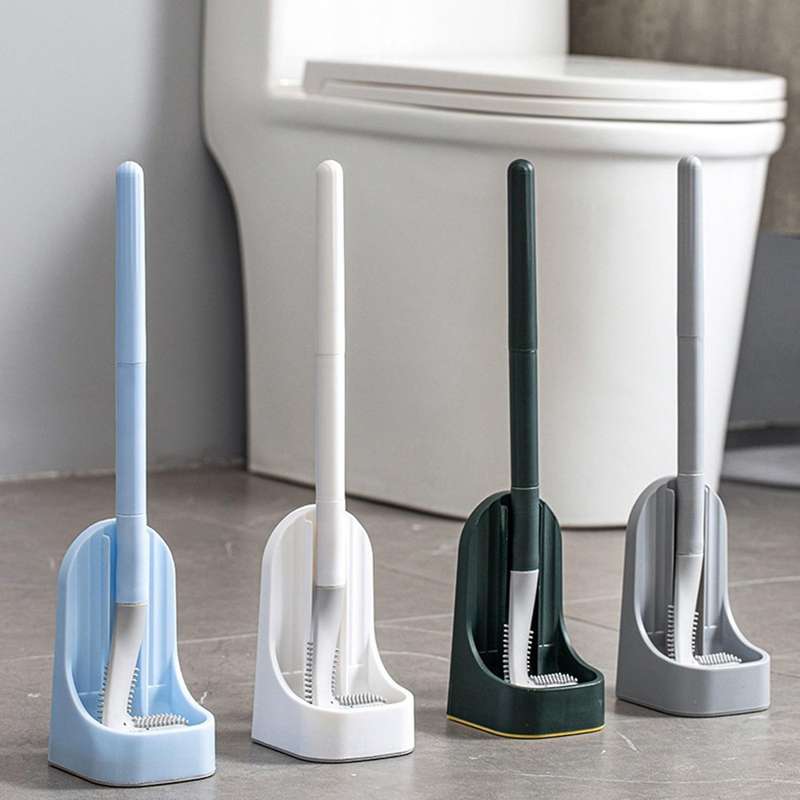 Golf Silicone Long Handled Toilet Tpr Brushes with Holder Set ,grey