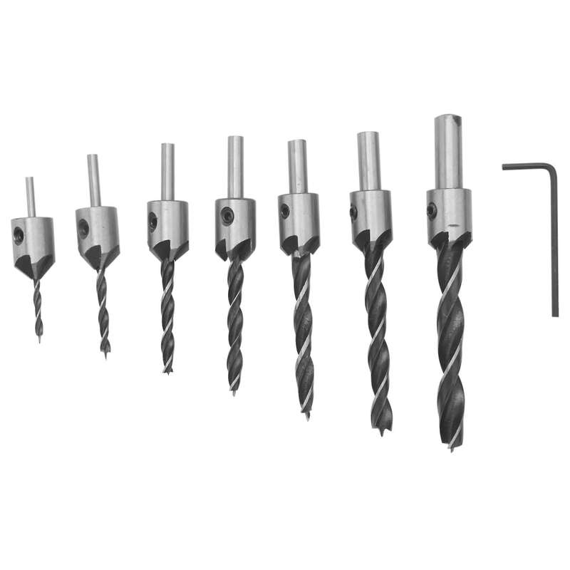7pcs Woodworking Counter Sinker Bits Chamfer Carpentry Reamer