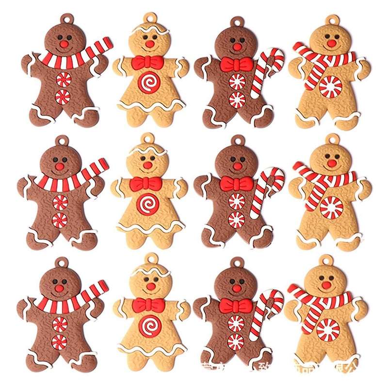 12pcs Gingerbread Man Christmas Tree Ornaments Xmas Soft Room Decor B