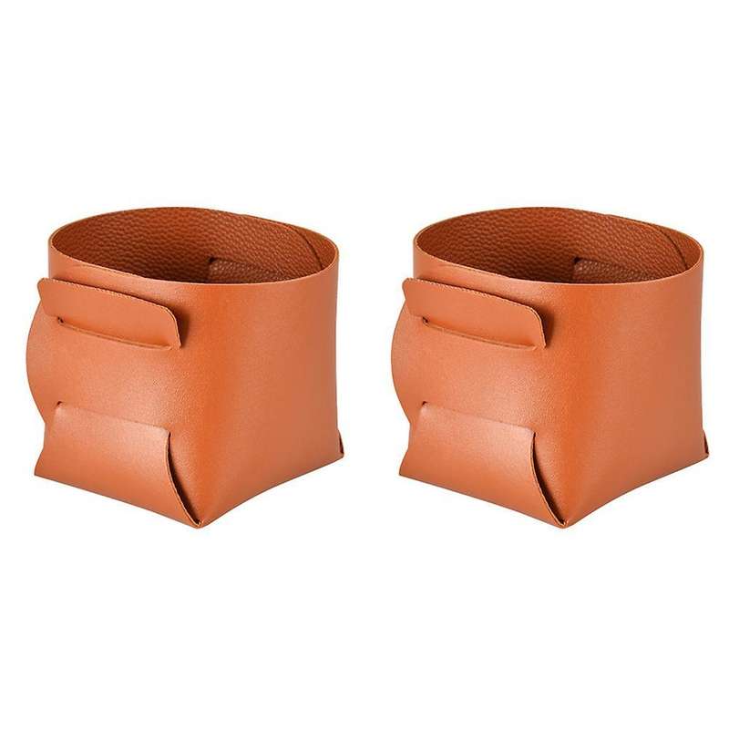 2pcs Leather Porch Key Storage Box Jewelry Brush Storage Basket,f