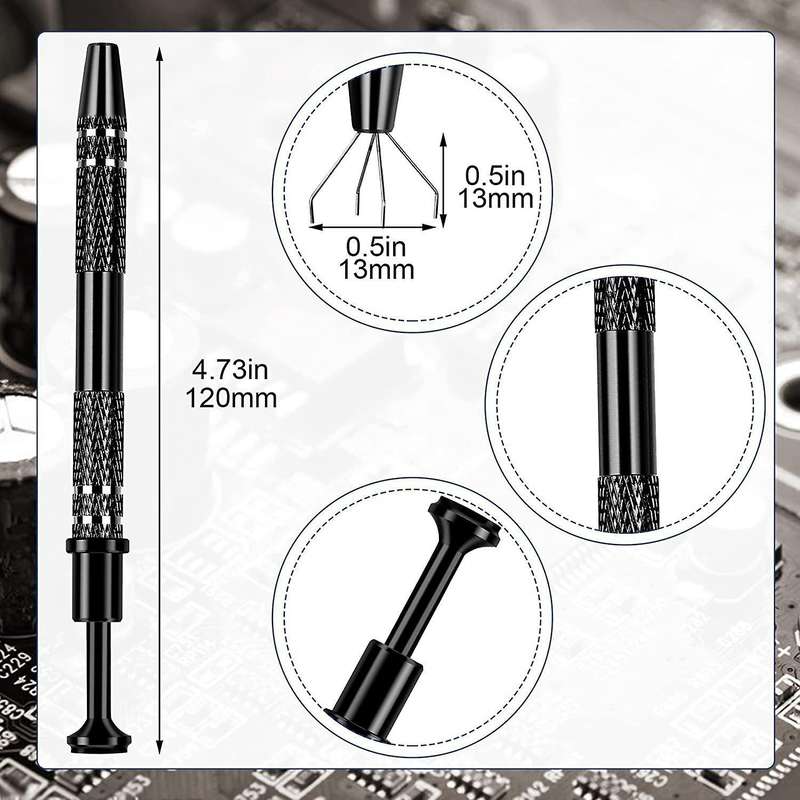 3 Pack 4-claw Pick Up Tool, for Ic Chip, Electronic Components, Black