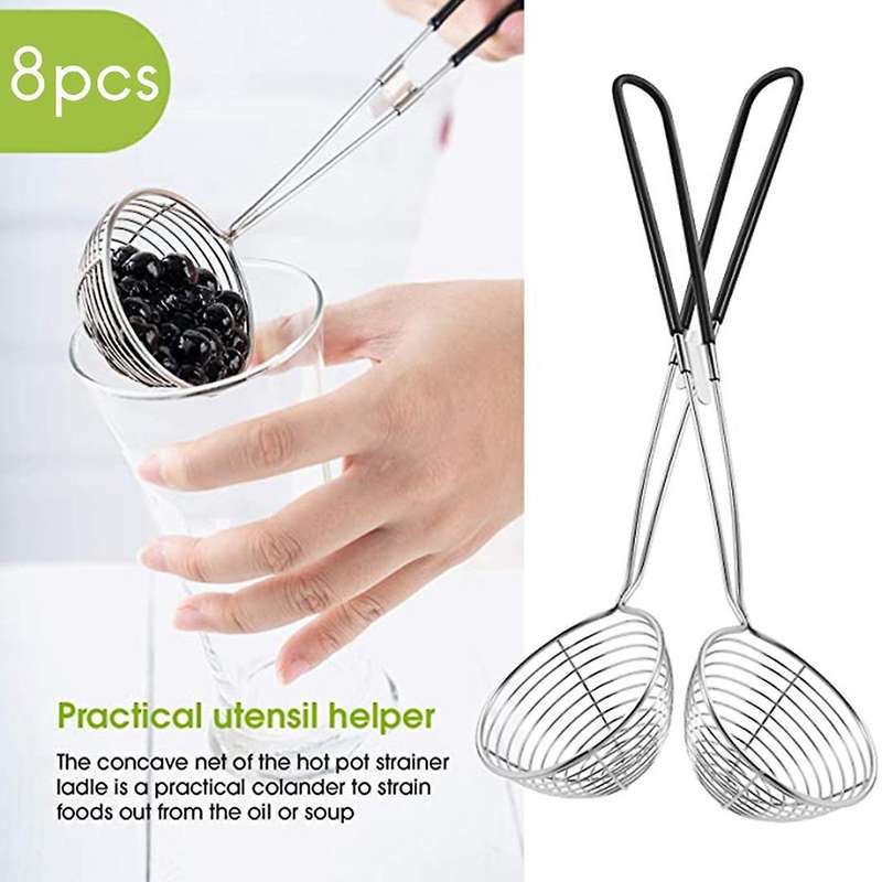 8pcs Stainless Steel Hot Pot Strainer Spoons 2.5 Inch Skimmer Spoon