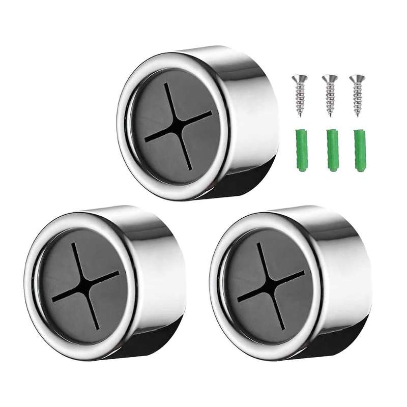 3pc Self-adhesive Towel Hooks Round Wall Mount for Kitchen Home