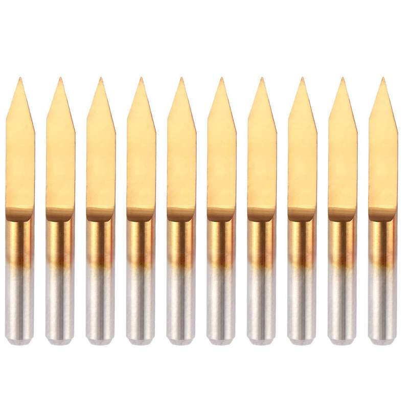 10pcs Tip Titanium Coated Flat Bottom Carbide Pcb Engraving Bits