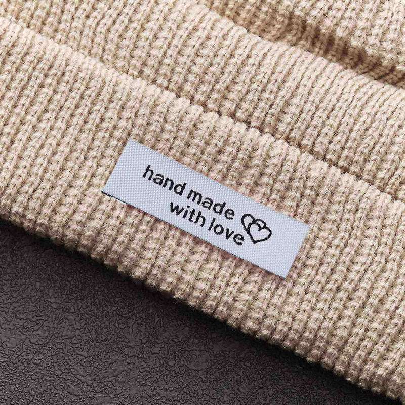 120pcs Cloth Labels Handmade Fold Tags Heart Pattern Hand Made Label