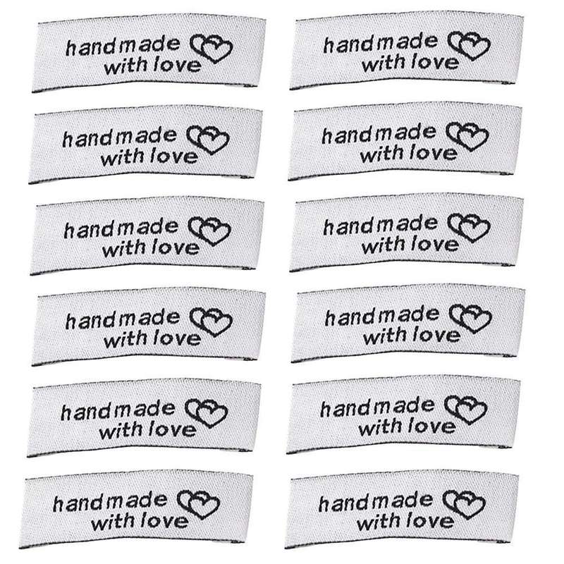 120pcs Cloth Labels Handmade Fold Tags Heart Pattern Hand Made Label