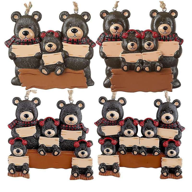 Christmas Tree Pendant Personalized Family Hanging Ornament 6 Bears