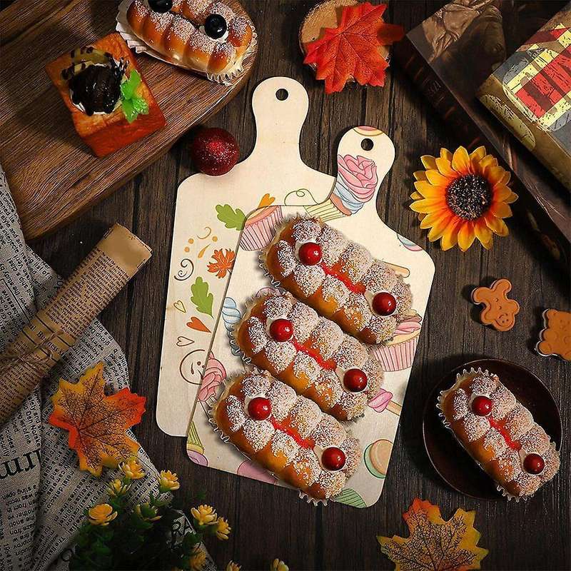 6 Pcs Christmas Mini Wooden Cutting Board with Handle Chopping Board