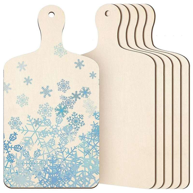 6 Pcs Christmas Mini Wooden Cutting Board with Handle Chopping Board