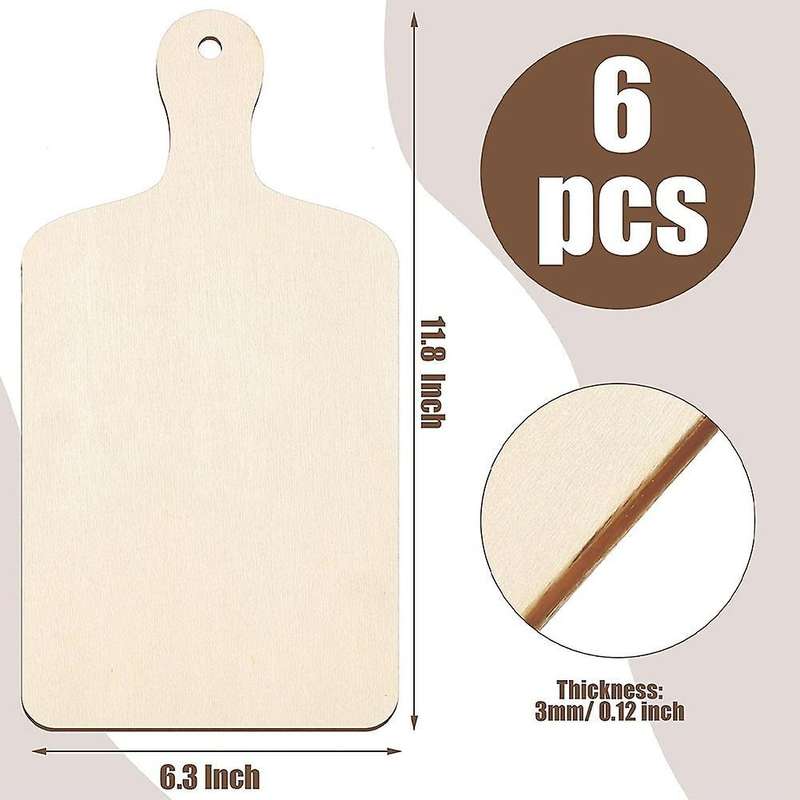 6 Pcs Christmas Mini Wooden Cutting Board with Handle Chopping Board