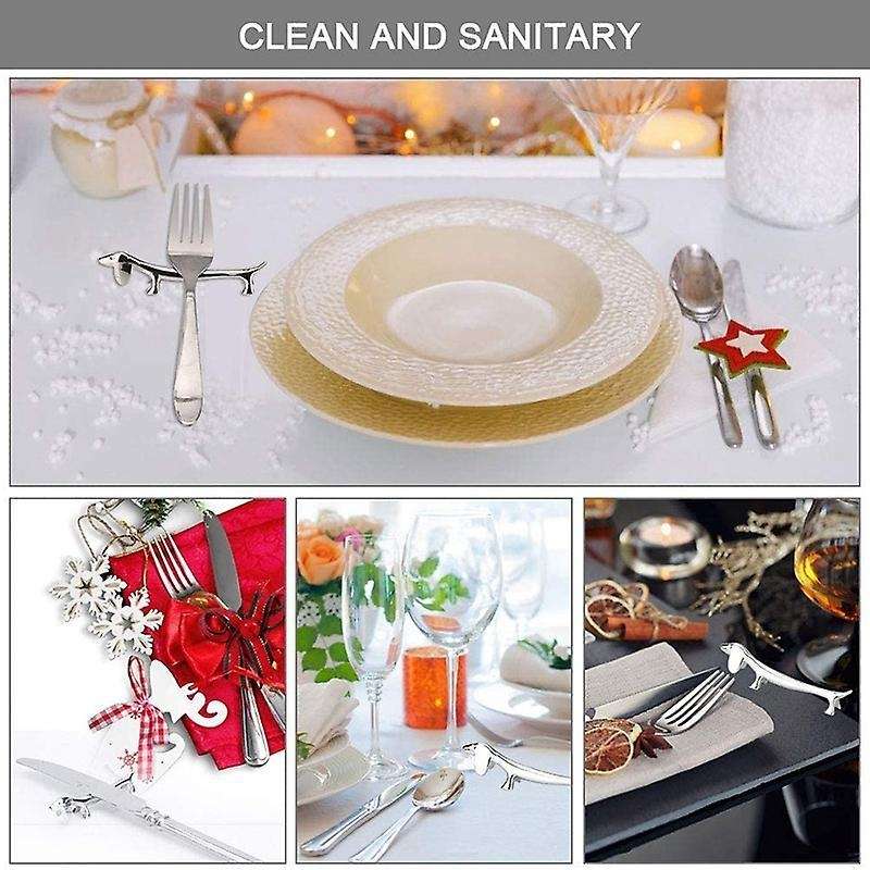 6 Pcs Chopsticks Rest Little Dog Zinc Alloy Fork Spoon Tableware Tool