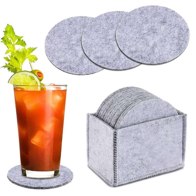 Washable Coasters for Glasses, Set Of 12, Round Drinks, Cups, (grey)