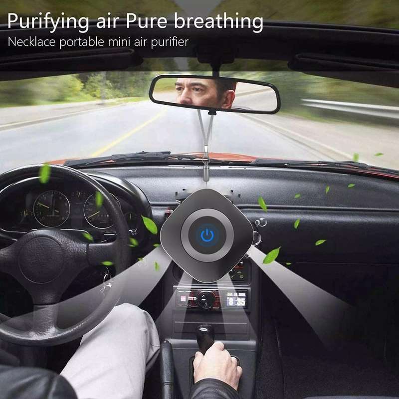Air Purifier Necklace Wearable Air Purifier Ionizer for Home Black