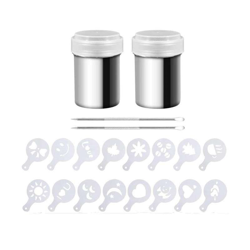 2 Pcs Cocoa Shaker,coffee Powder Shaker 16 Pcs Coffee Cappuccino