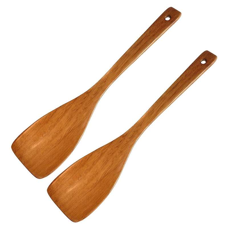 2x Wooden Spatula. for Kitchen Cookware Frying Spatula