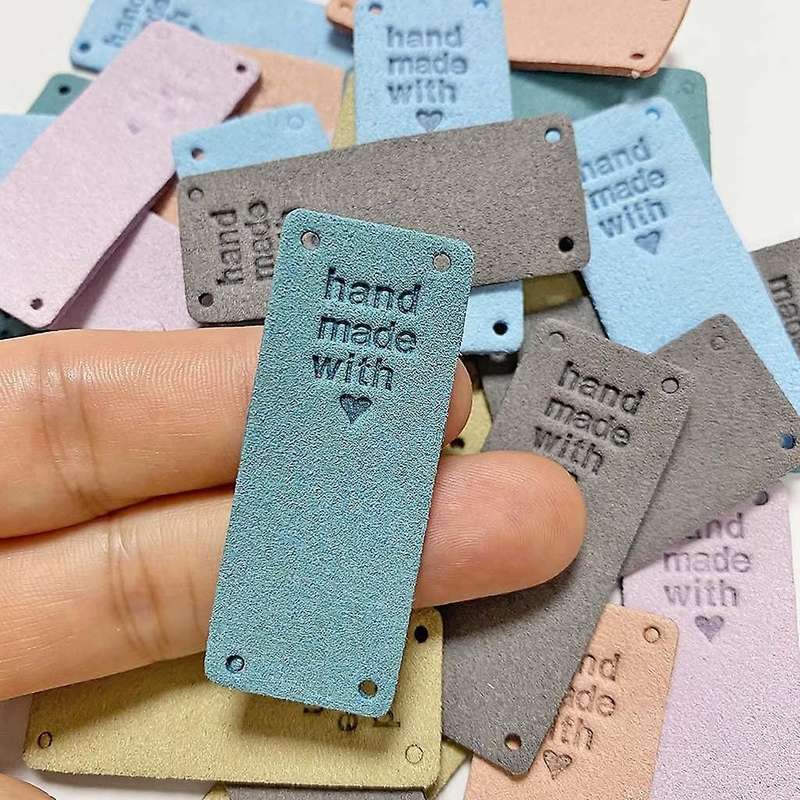 50pcs Handmade Pu Leather Tags Handmade with Love Pu Labels Faux