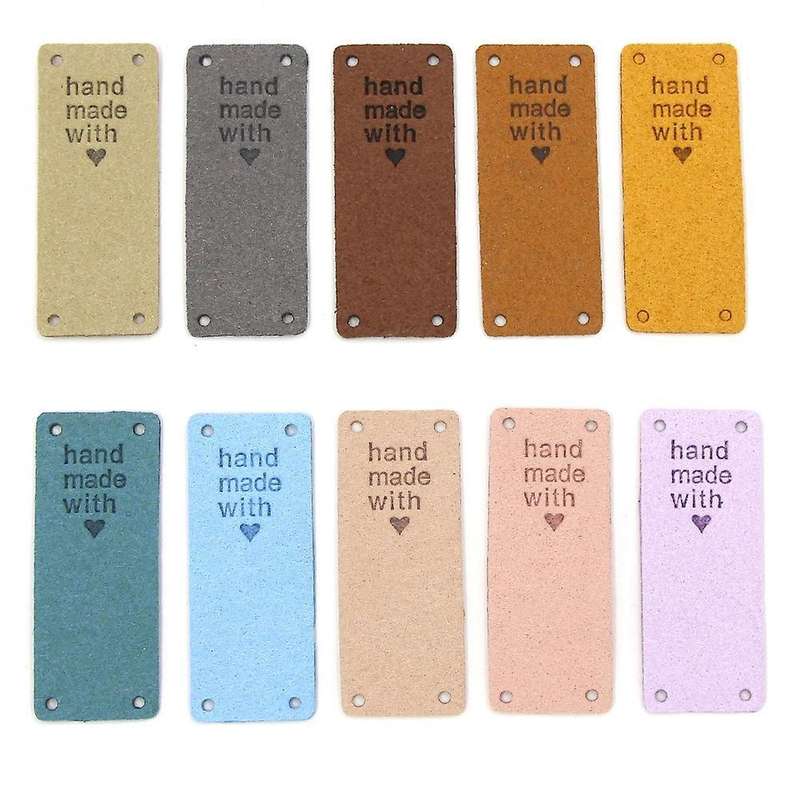 50pcs Handmade Pu Leather Tags Handmade with Love Pu Labels Faux