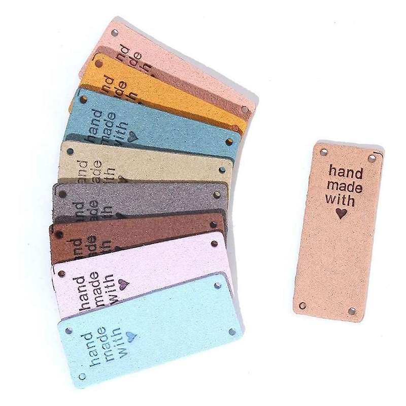 50pcs Handmade Pu Leather Tags Handmade with Love Pu Labels Faux