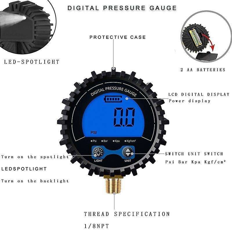 Tire Pressure Gauge Tire Tester Air Pressure Manometer Thread 1/8